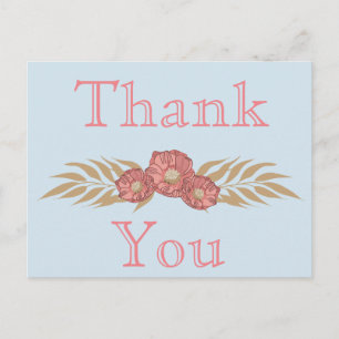 Blue and Pink Thank You Postcard