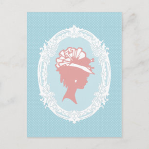 Blue and Pink Vintage Cameo Postcard
