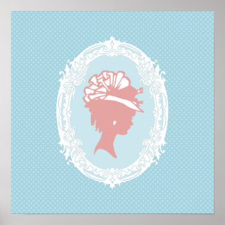 Blue and Pink Vintage Cameo Poster