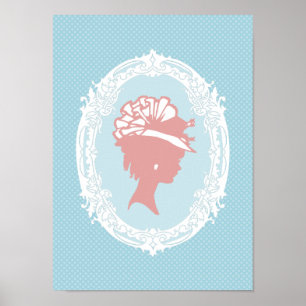 Blue and Pink Vintage Cameo Poster