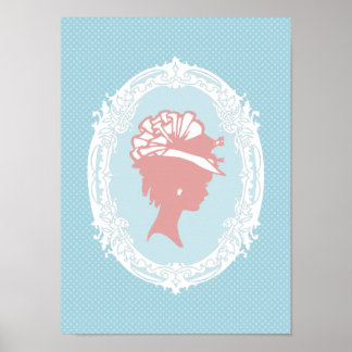 Blue and Pink Vintage Cameo Poster