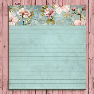 Blue and Pink Vintage Floral Small Notepad