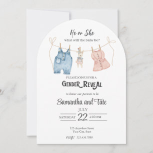 Blue and Pink Watercolor Gender Arch Invitation