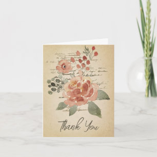 Blue and pink watercolor parchment  card