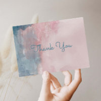 Blue and Pink Watercolor thank you postcard