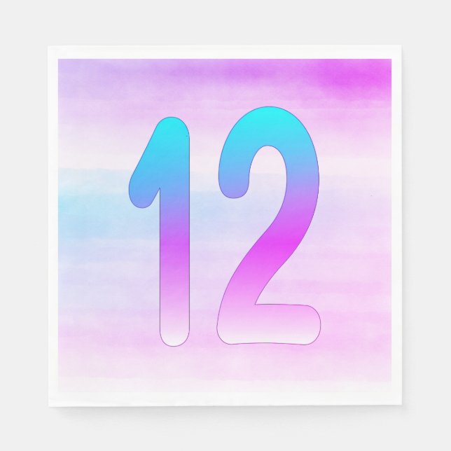 Blue and Purple 12th Birthday Paper Napkin (Front)