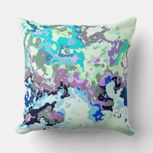Blue and Purple Abstract Cushion
