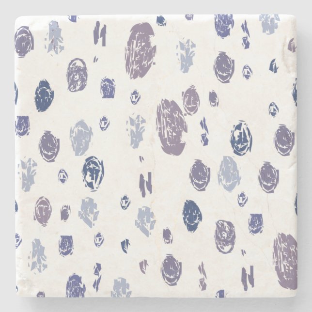 Blue and Purple Abstract Raindrops Stone Coaster (Front)