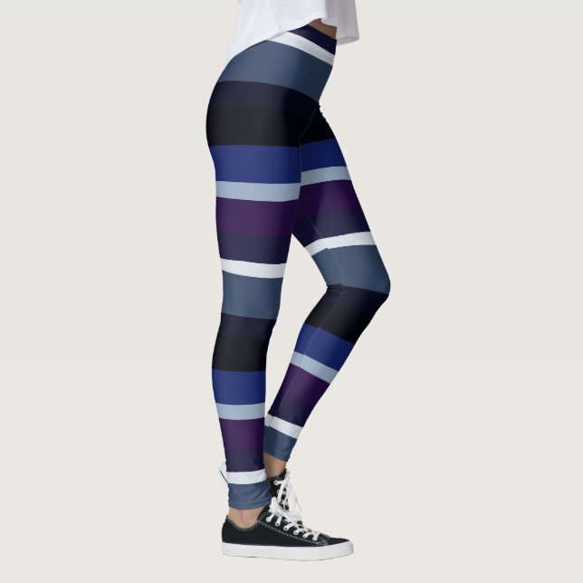 Blue and Purple Abstract Stripes Leggings (Right)