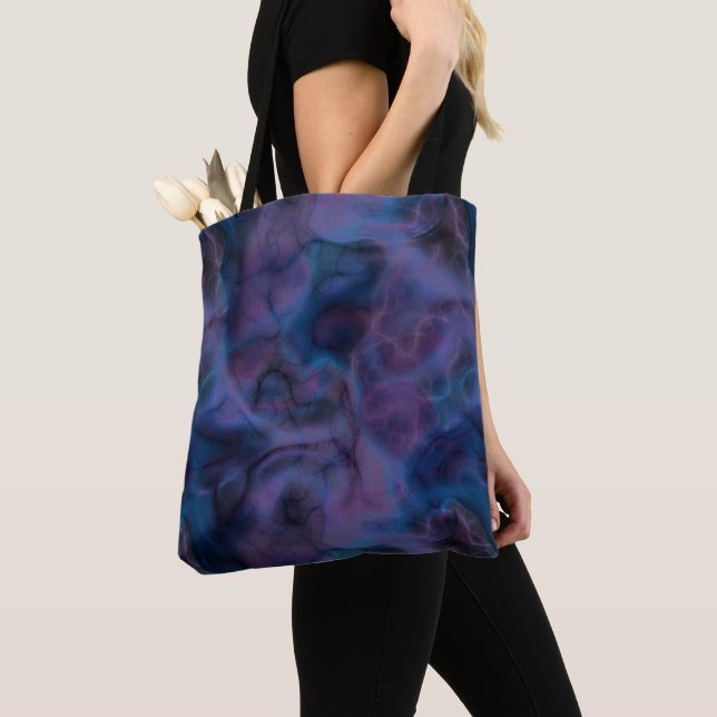 Blue and Purple Abstract Tote Bag (Close Up)