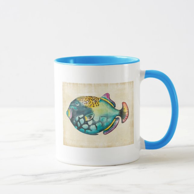 Blue and Purple Aquarium Fish Mug (Right)