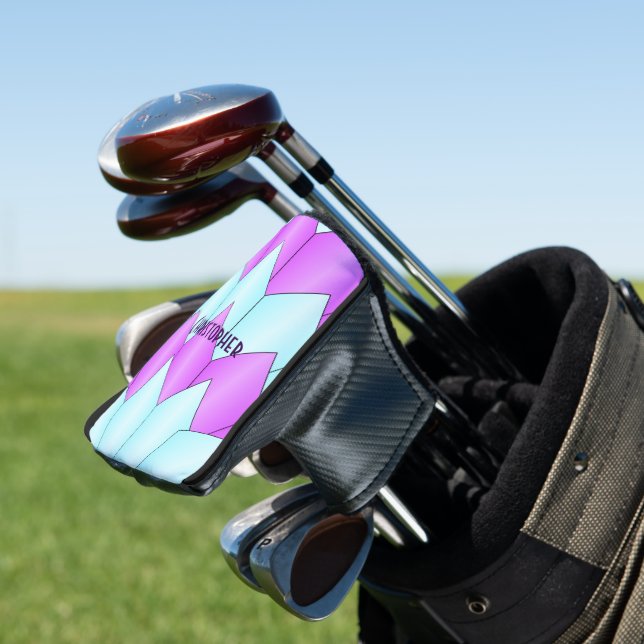 Blue And Purple Art Deco Design Golf Head Cover (In Situ)