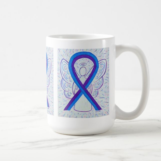 Blue and Purple Awareness Ribbon Angel Art Mug (Right)