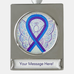 Blue and Purple Awareness Ribbon Angel Ornament