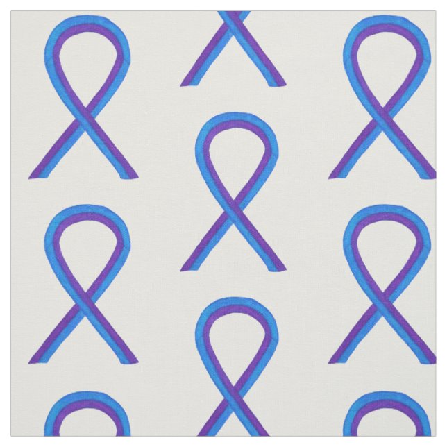 Blue and Purple Awareness Ribbon Custom Material Fabric (Swatch)
