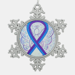 Blue and Purple Awareness Ribbon Custom Ornament