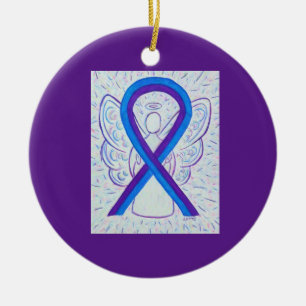 Blue and Purple Awareness Ribbon Custom Ornaments