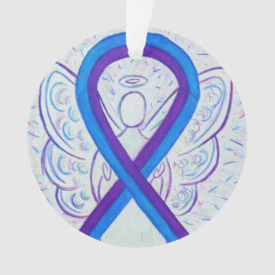 Blue and Purple Awareness Ribbon Custom Ornaments