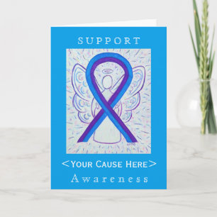 Blue and Purple Awareness Ribbon Customised Card