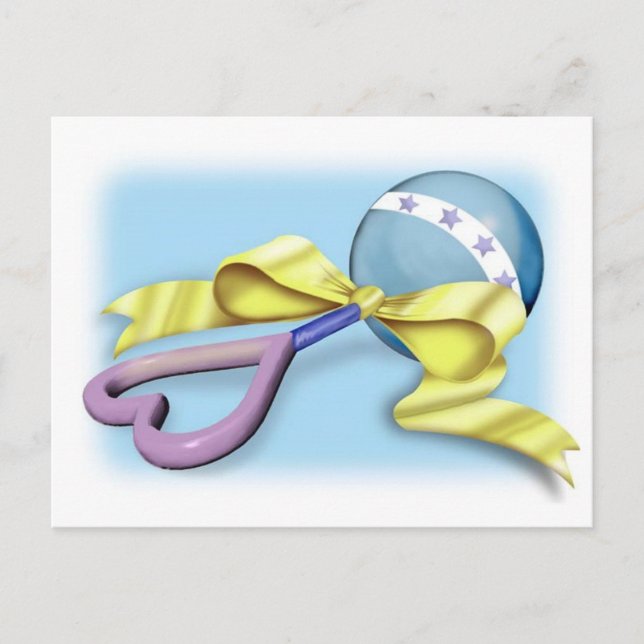 Blue and Purple Baby Rattle Postcard (Front)