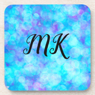 Blue and Purple Bokeh Bubbles Coaster