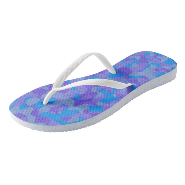 blue and purple camo abstract jandals (Angled)