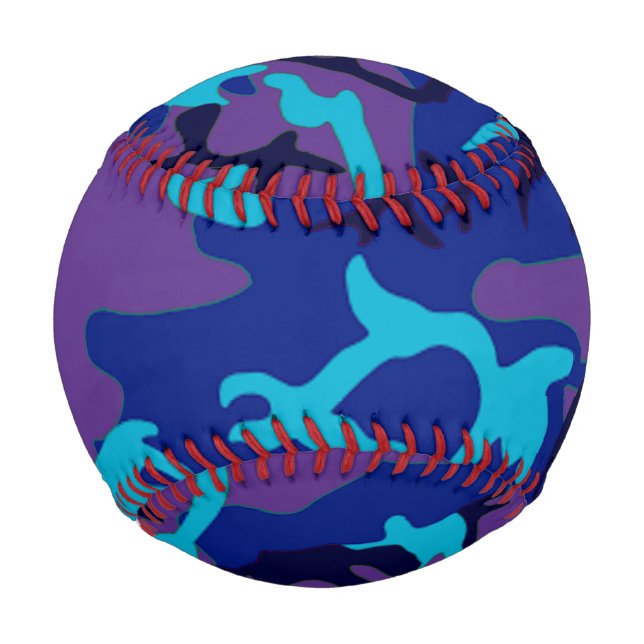 Blue and Purple Camouflage Pattern Baseball (Front)