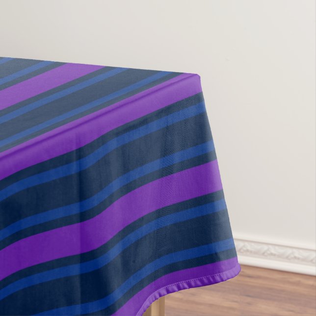 Blue and purple candy stripes tablecloth (In Situ)