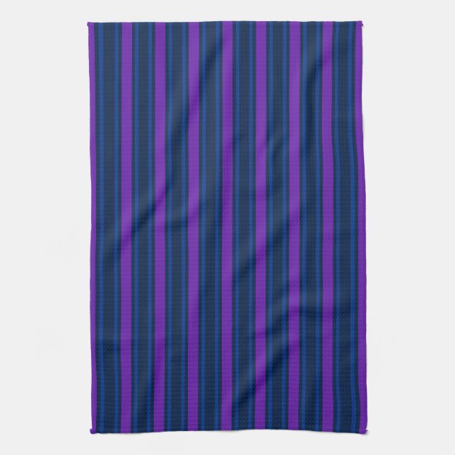 Blue and purple candy stripes tea towel (Vertical)