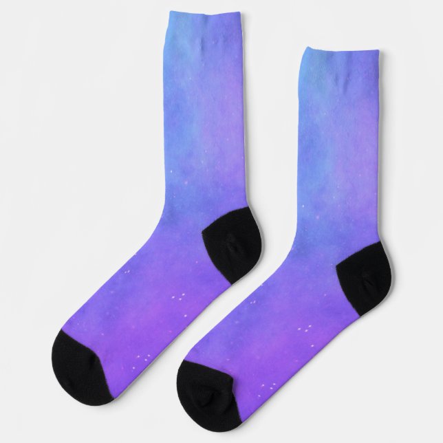 Blue and Purple Celestial Sky With Dotted Stars Socks (Left)