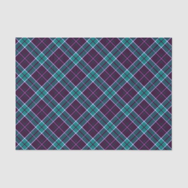 Blue and Purple Christmas Plaid Pattern Tissue Paper (Front)