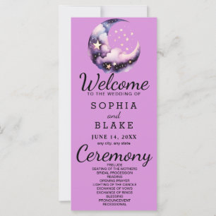Blue and Purple Crescent Moon Wedding Program