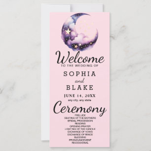 Blue and Purple Crescent Moon Wedding Program