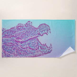 Blue and Purple Crocodile Print Beach Towel