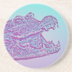 Blue and Purple Crocodile Print Coaster