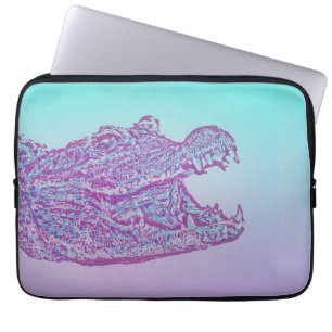 Blue and Purple Crocodile Print Laptop Sleeve