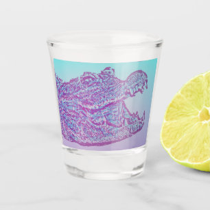 Blue and Purple Crocodile Print Shot Glass