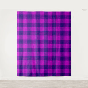 Blue and Purple Crosshatch Chequered Design Tapestry