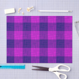 Blue and Purple Crosshatch Chequered Design Tissue Paper