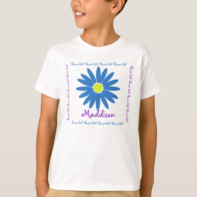 Blue and Purple Daisy Flower Girl T-Shirt (Front)