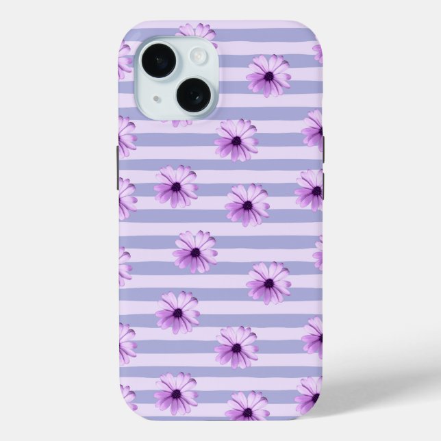 Blue and Purple Daisy Pattern Case-Mate iPhone Case (Back)