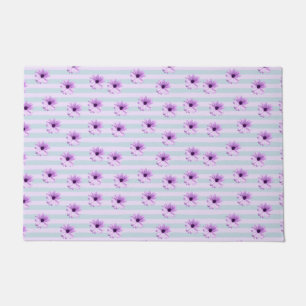 Blue and Purple Daisy Pattern Doormat