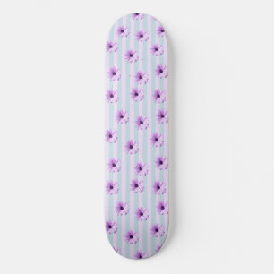 Blue and Purple Daisy Pattern Skateboard