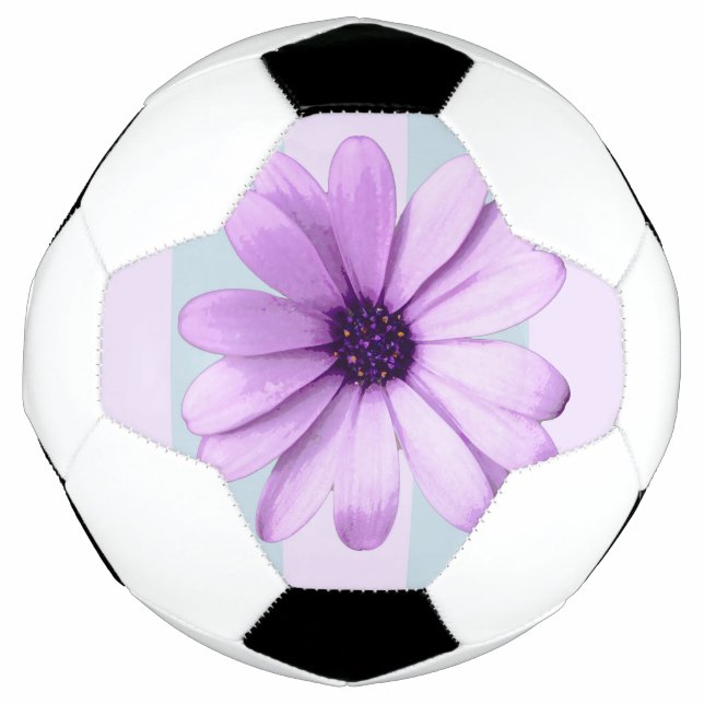 Blue and Purple Daisy Pattern Soccer Ball (Front)