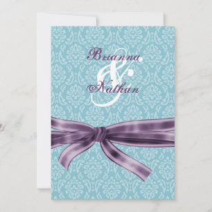 Blue and Purple Damask and Bow Wedding Template