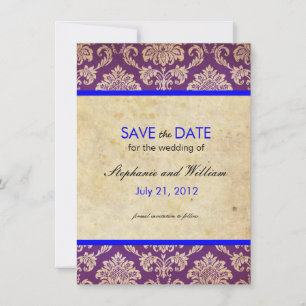 Blue and Purple Damask Wedding Save the Date