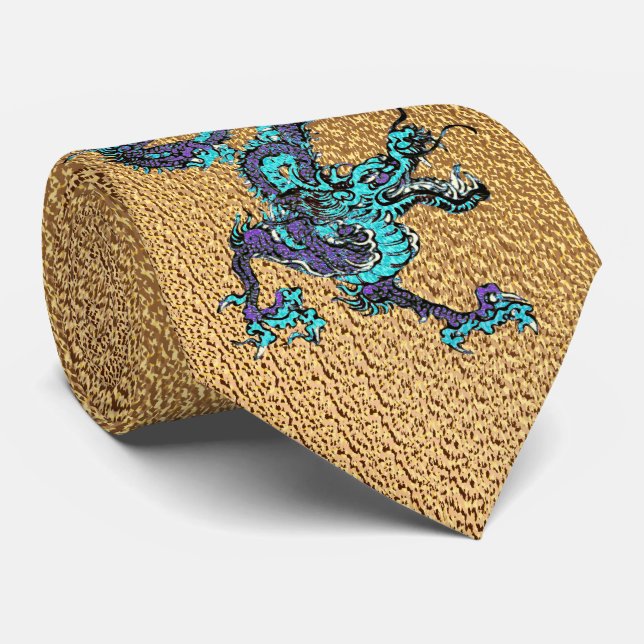 Blue And Purple Dragon Tie (Rolled)