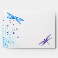 Blue and Purple Dragonfly Wedding Watercolor