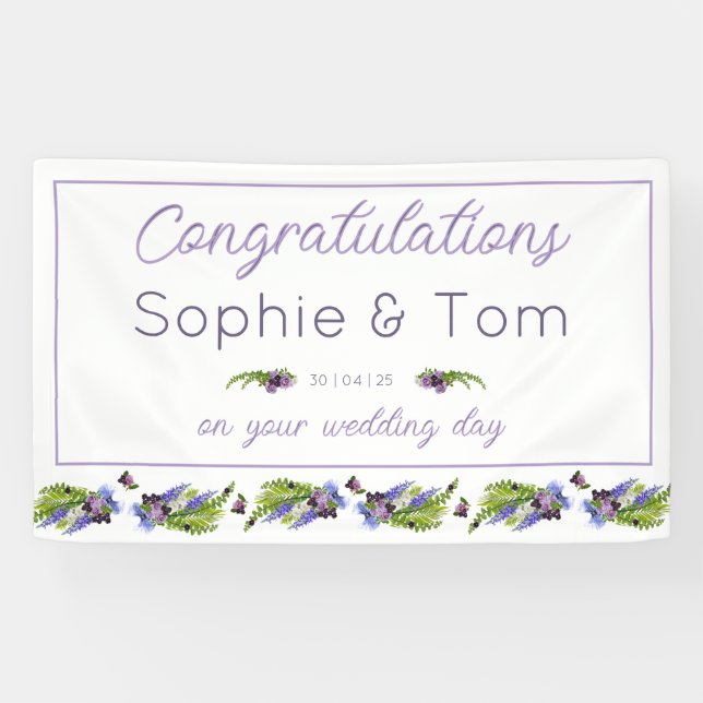 Blue and purple floral  banner (Horizontal)