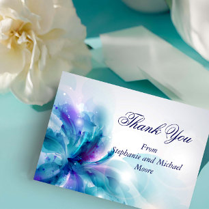Blue and Purple Floral Design Thank You Note